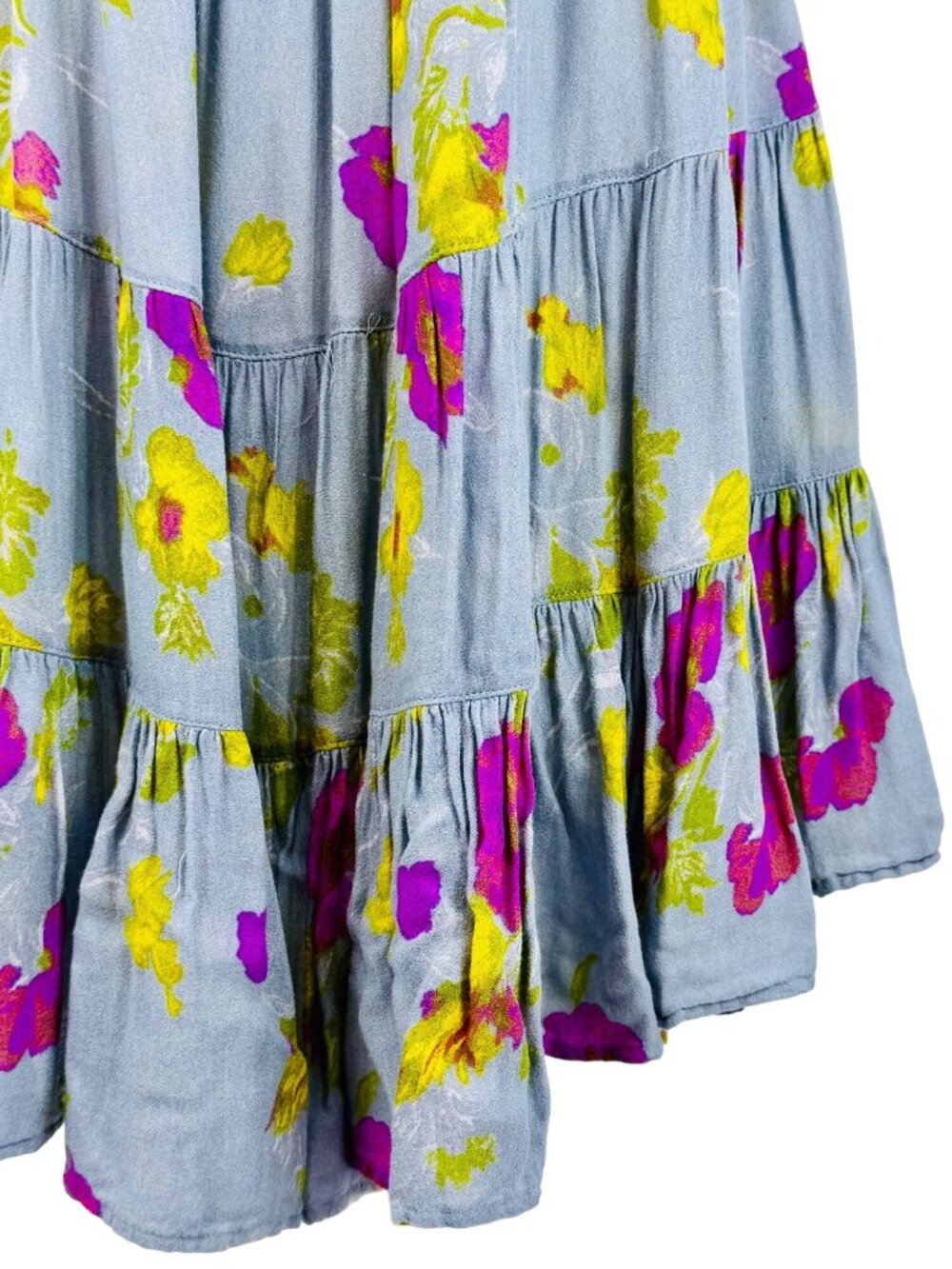 Free People Floral Strappy Lace Up Back Ruffle Hem Mini Dress S| Balletcore Boho - Picture 5 of 16